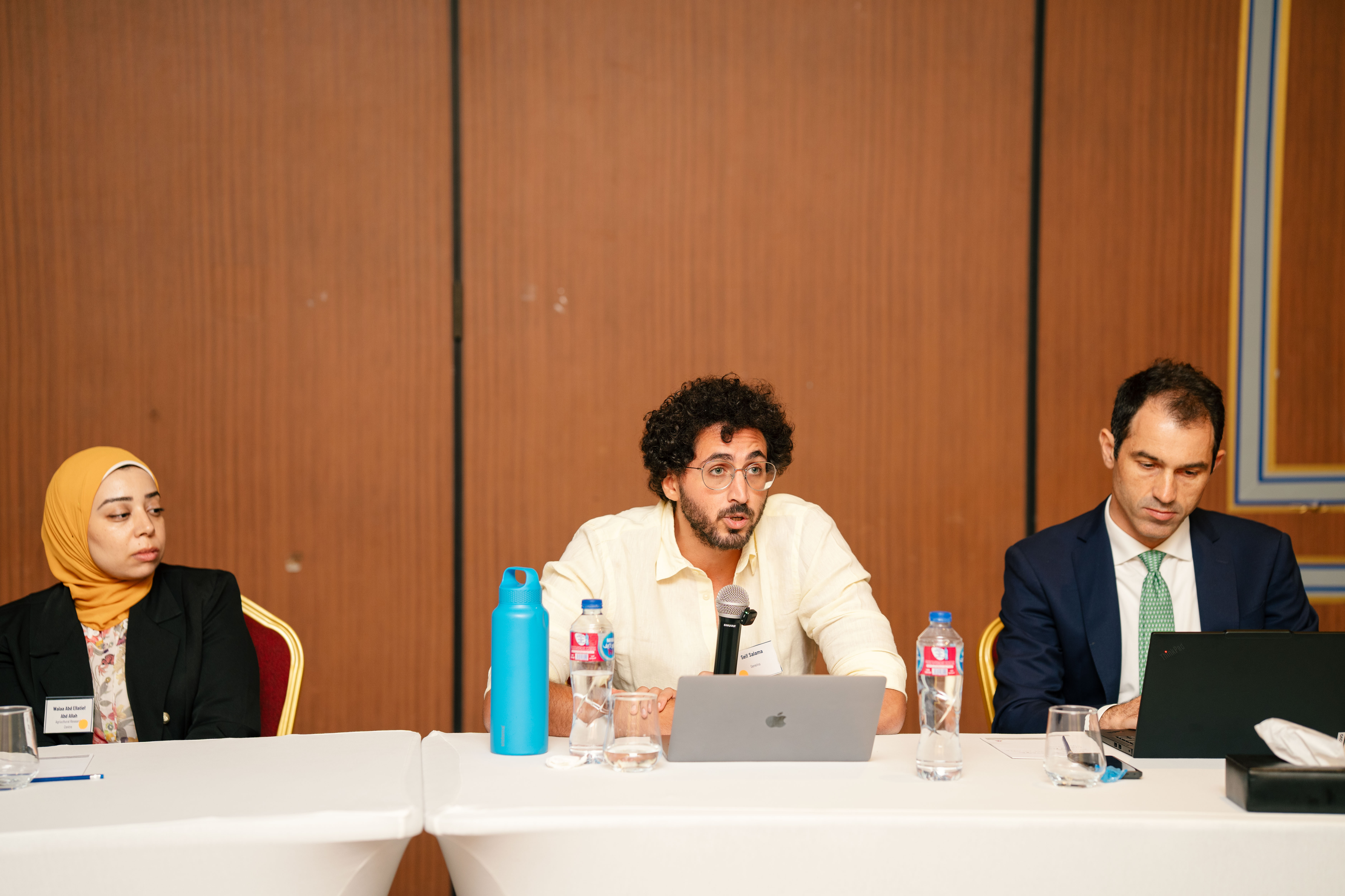 Seif Salama presenting on a conference panel